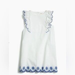 Crewcuts Girls' embroidered scalloped-hem shift dress Sz 5